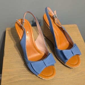Kate Spade Boardwalk Wedges in Ocean Blue Canvas